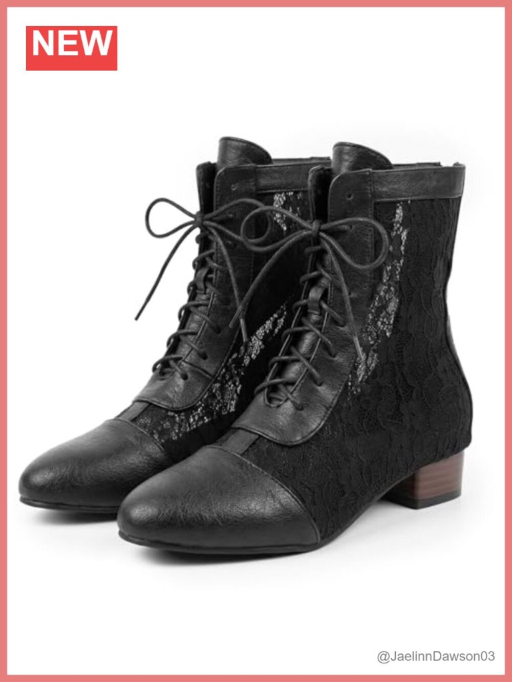 Women's Lace Victorian Ankle Boots Block Heel Ankle Bootie